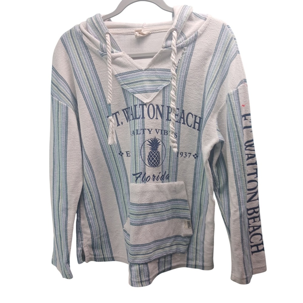 Southern Spirit Ft Walton Beach Florida Striped Hoodie Pullover Size S‎